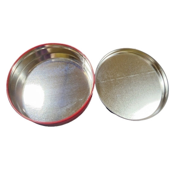 Vintage santa Hat Lab puppies cookie tin 6.5" Holiday Christmas - Picture 5 of 7